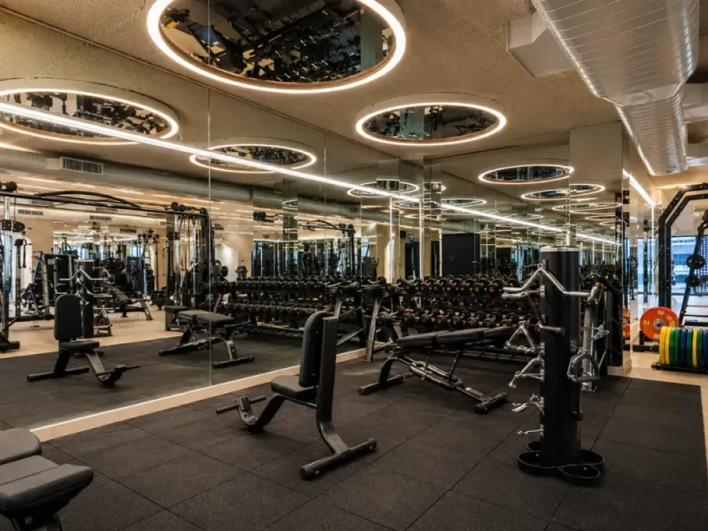 The strength-machine floor at V2 Fitness Zone Miyapur