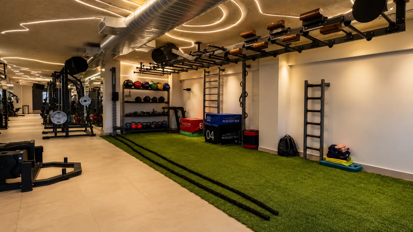 Members training in the MoveStrong CrossFit and strength zone at V2 Fitness Zone Miyapur