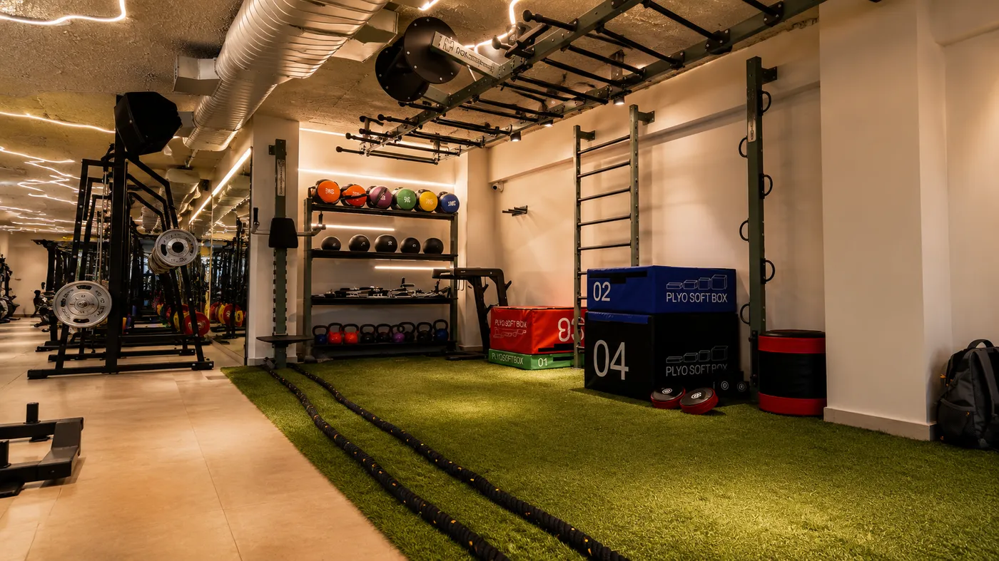 Members training in the MoveStrong CrossFit and strength zone at V2 Fitness Zone Miyapur