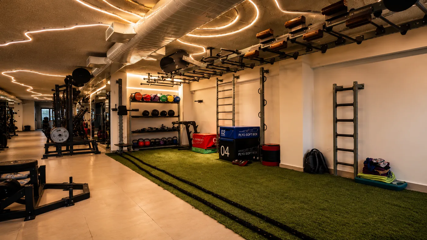 Members training in the MoveStrong CrossFit and strength zone at V2 Fitness Zone Miyapur