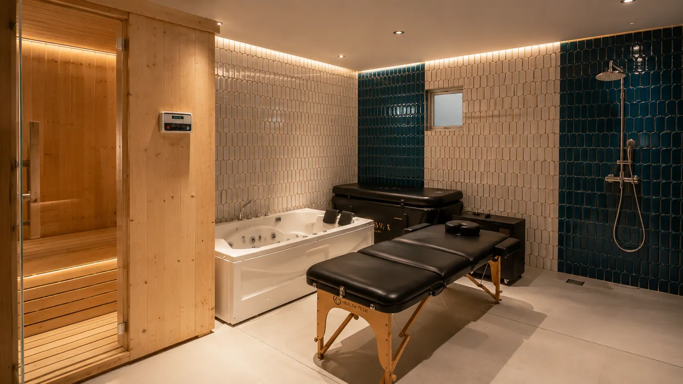 Inside the recovery suite at V2 Fitness Zone Miyapur