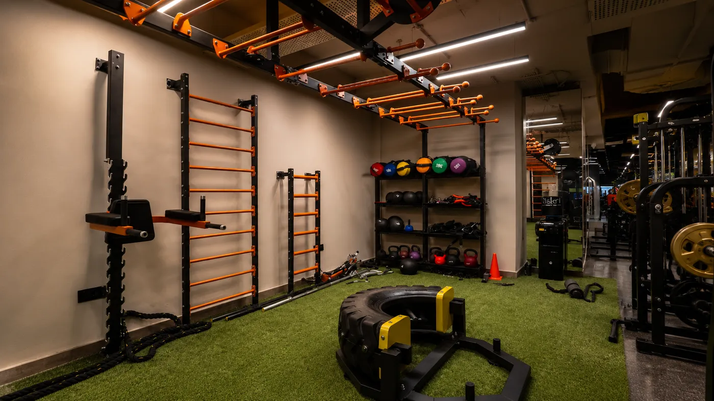 Members training in the MoveStrong CrossFit and strength zone at V2 Fitness Zone Secunderabad