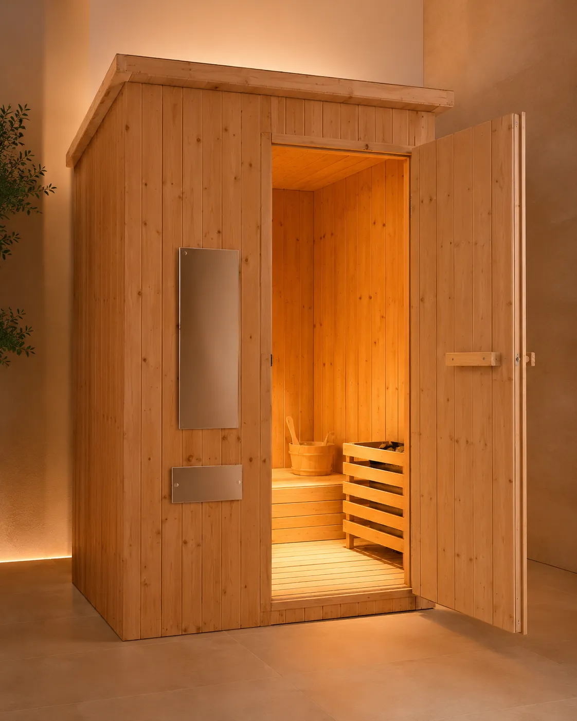The dry sauna in the V2 Fitness Zone recovery suite