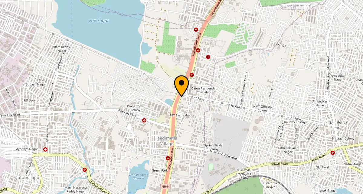 Map of the area around V2 Fitness Zone Kompally