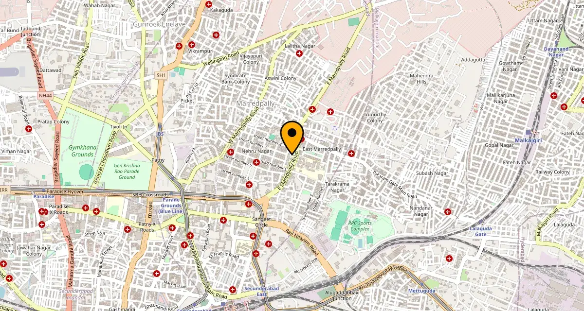 Map of the area around V2 Fitness Zone Secunderabad