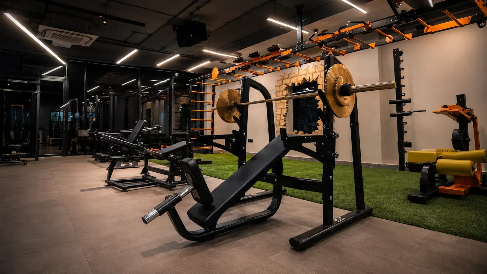 The changing and locker area at V2 Fitness Zone Secunderabad