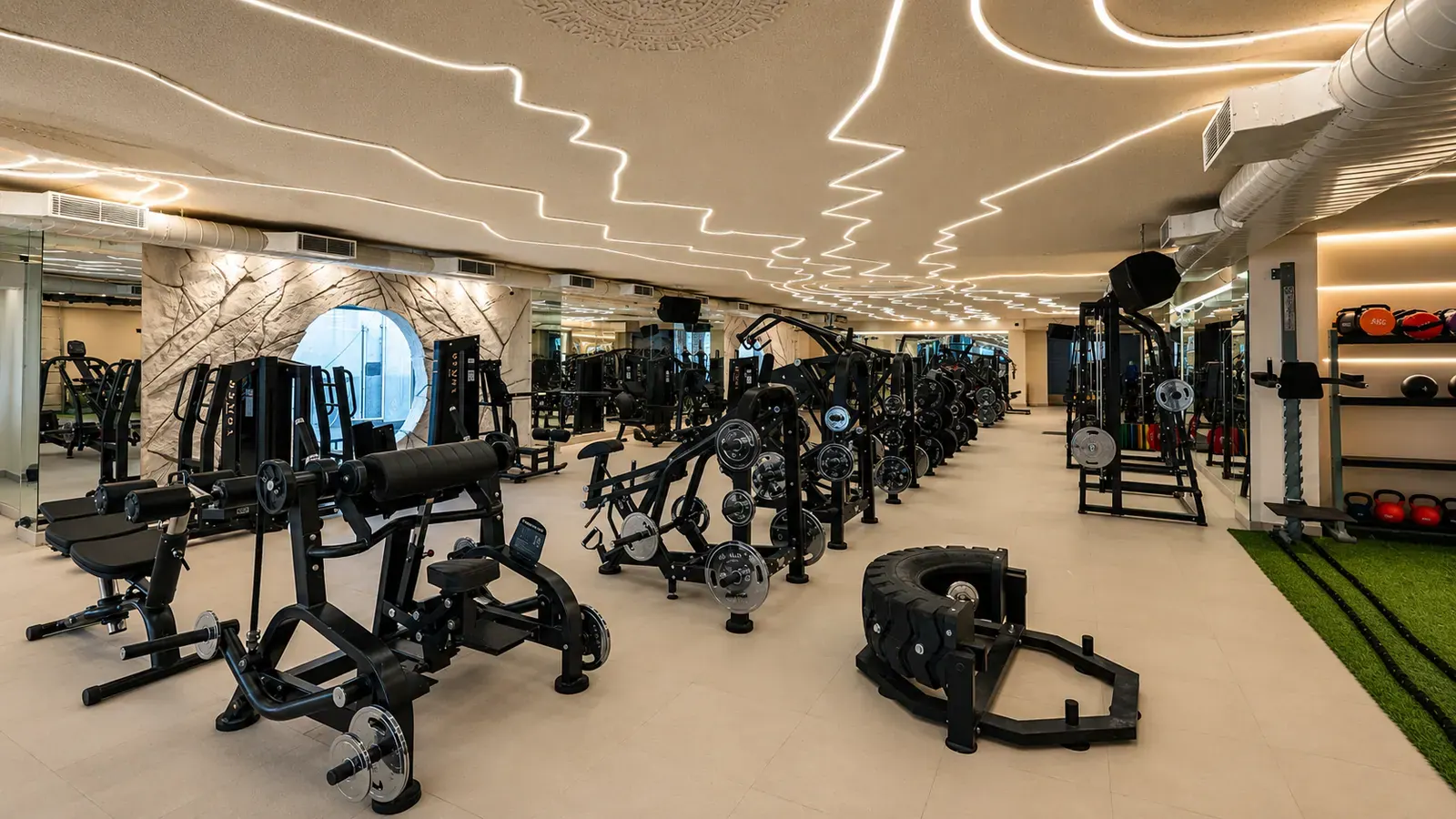 The strength and equipment floor at V2 Fitness Zone Miyapur